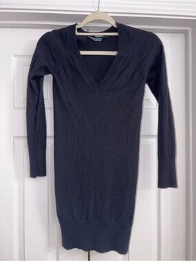 French Connection Black V-Neck Sweater Dress